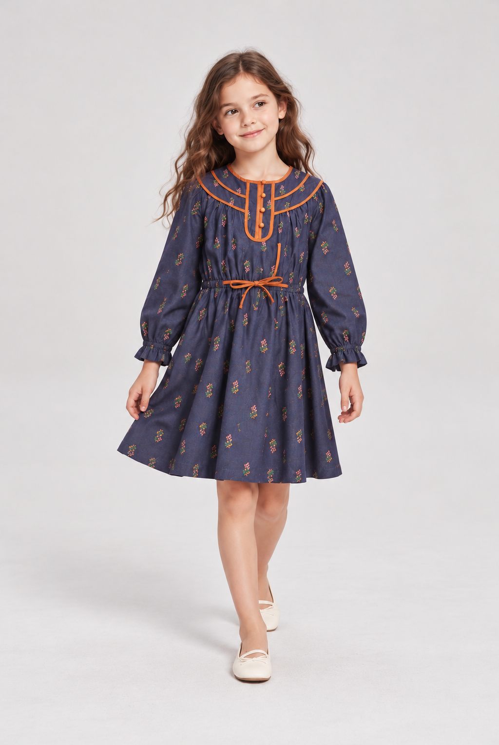 GDR2169 navy floral dress lifestyle view