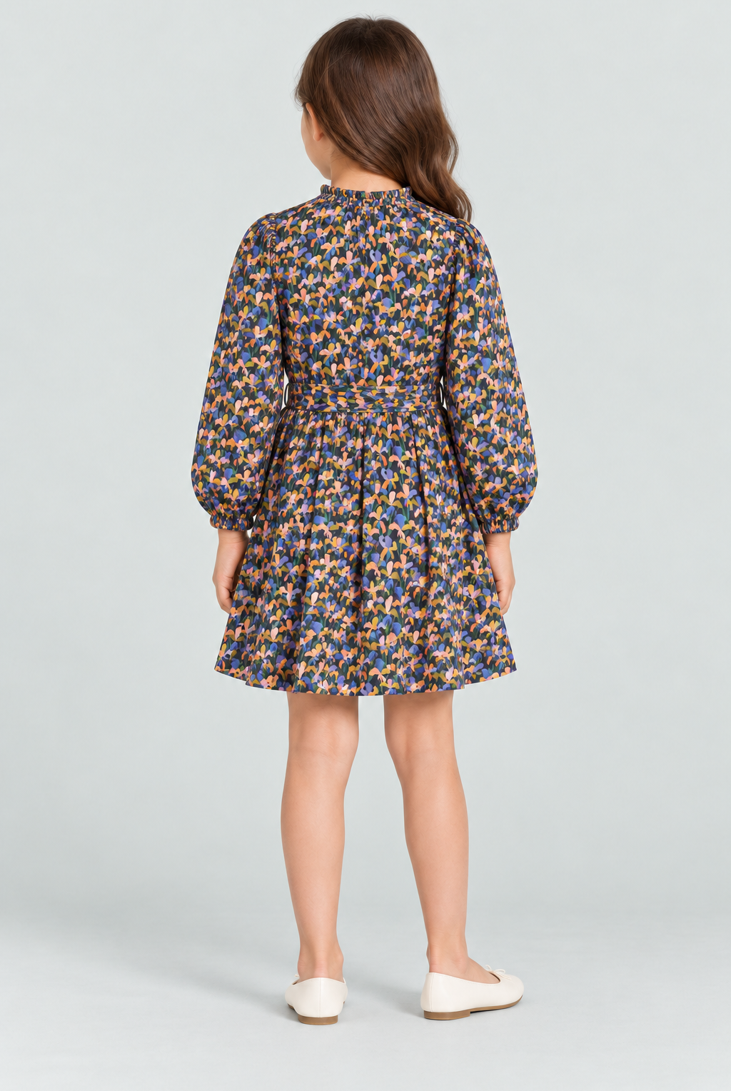 Gingersnaps GDR2172 girls floral dress - back model view