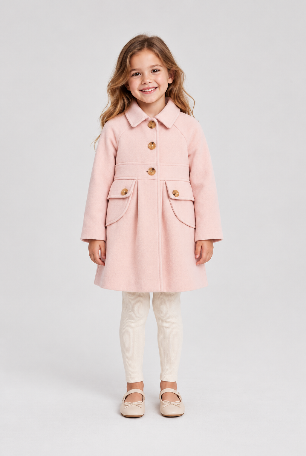 GJK0191 dusty pink coat, front model view