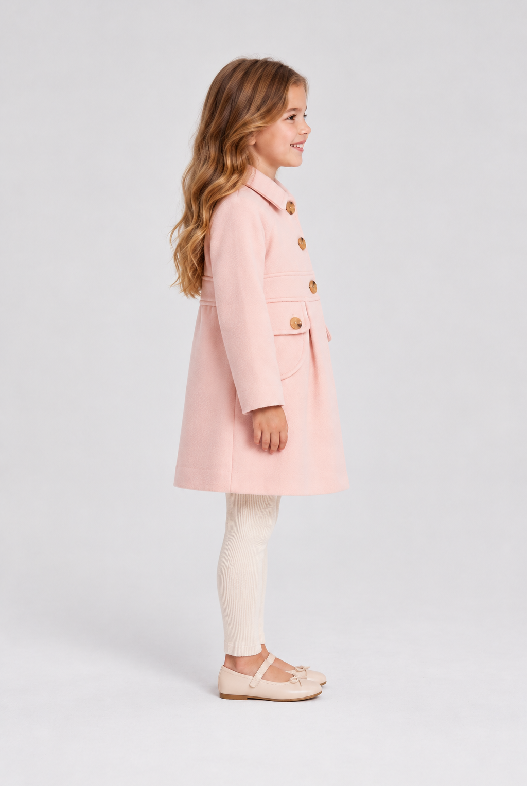 GJK0191 dusty pink coat, right model view