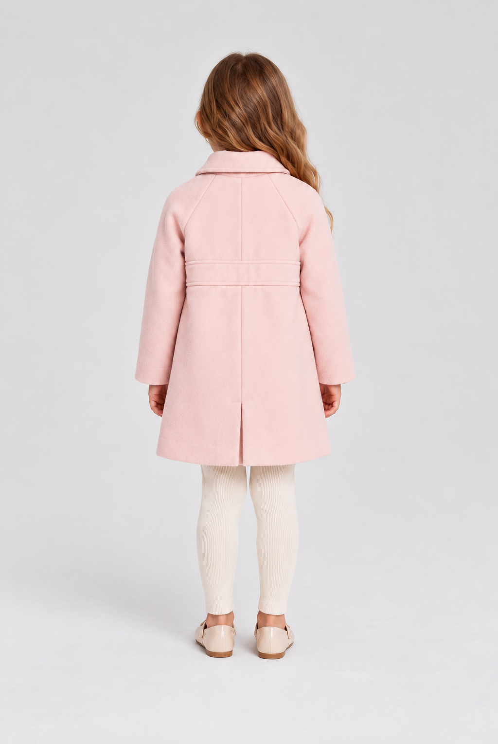 GJK0191 dusty pink coat, back model view