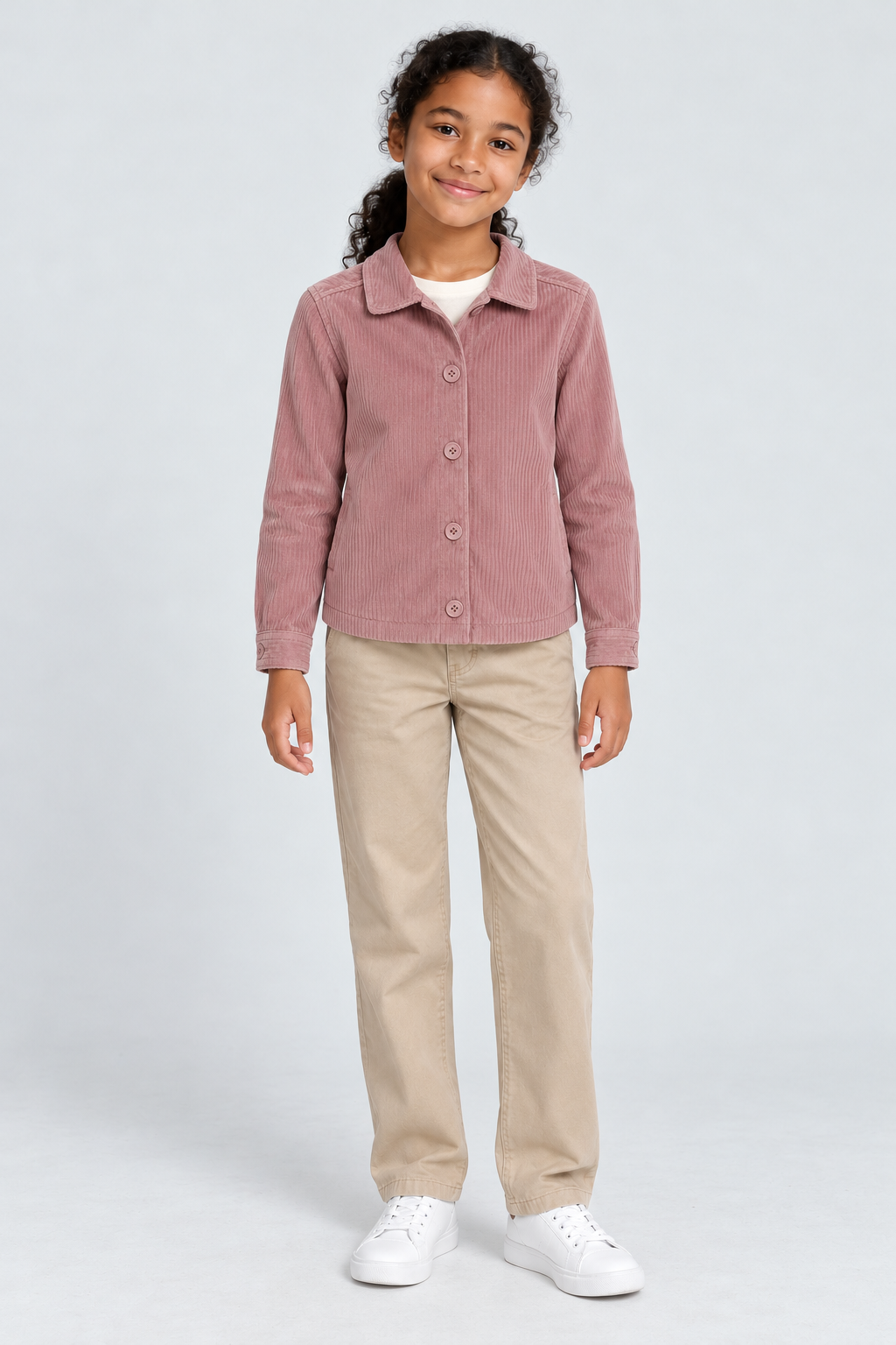 ستره بناتي بأزرار أمامية, purple, front model view
