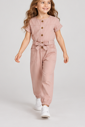 lifestyle view of girls gjs0276 jumpsuit on girl model