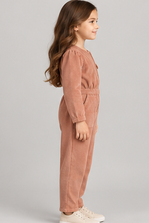 gjs0335 right view, girls corduroy jumpsuit on child model