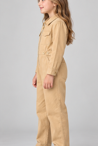 gjs0363 left view, girls jumpsuit on child model