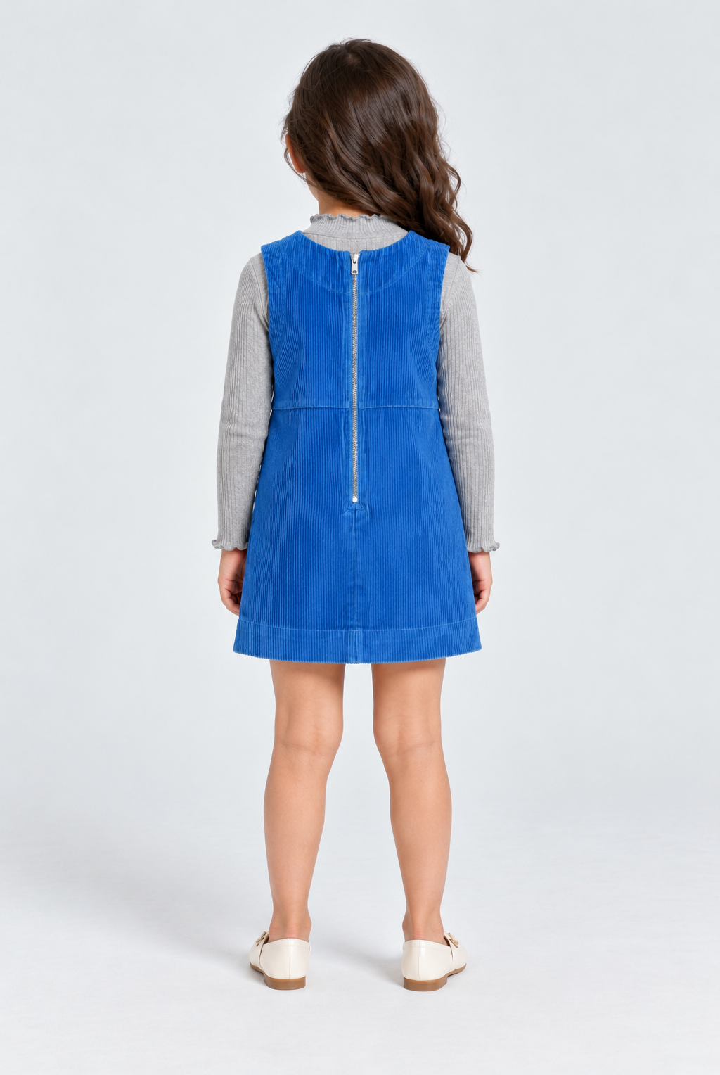 فستان بنات اطفالي بياقة طويلة — back model view
