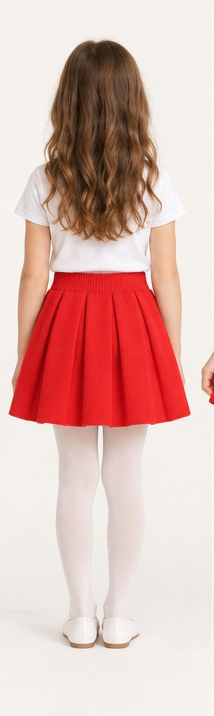 Back view of Gingersnaps girls red pleated skirt