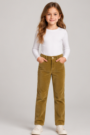 gpa0487 front view, girls corduroy pants on child model