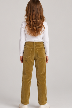 gpa0487 back view, girls corduroy pants on child model