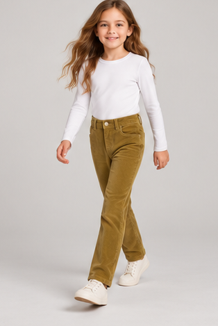 gpa0487 lifestyle view, girls corduroy pants on child model