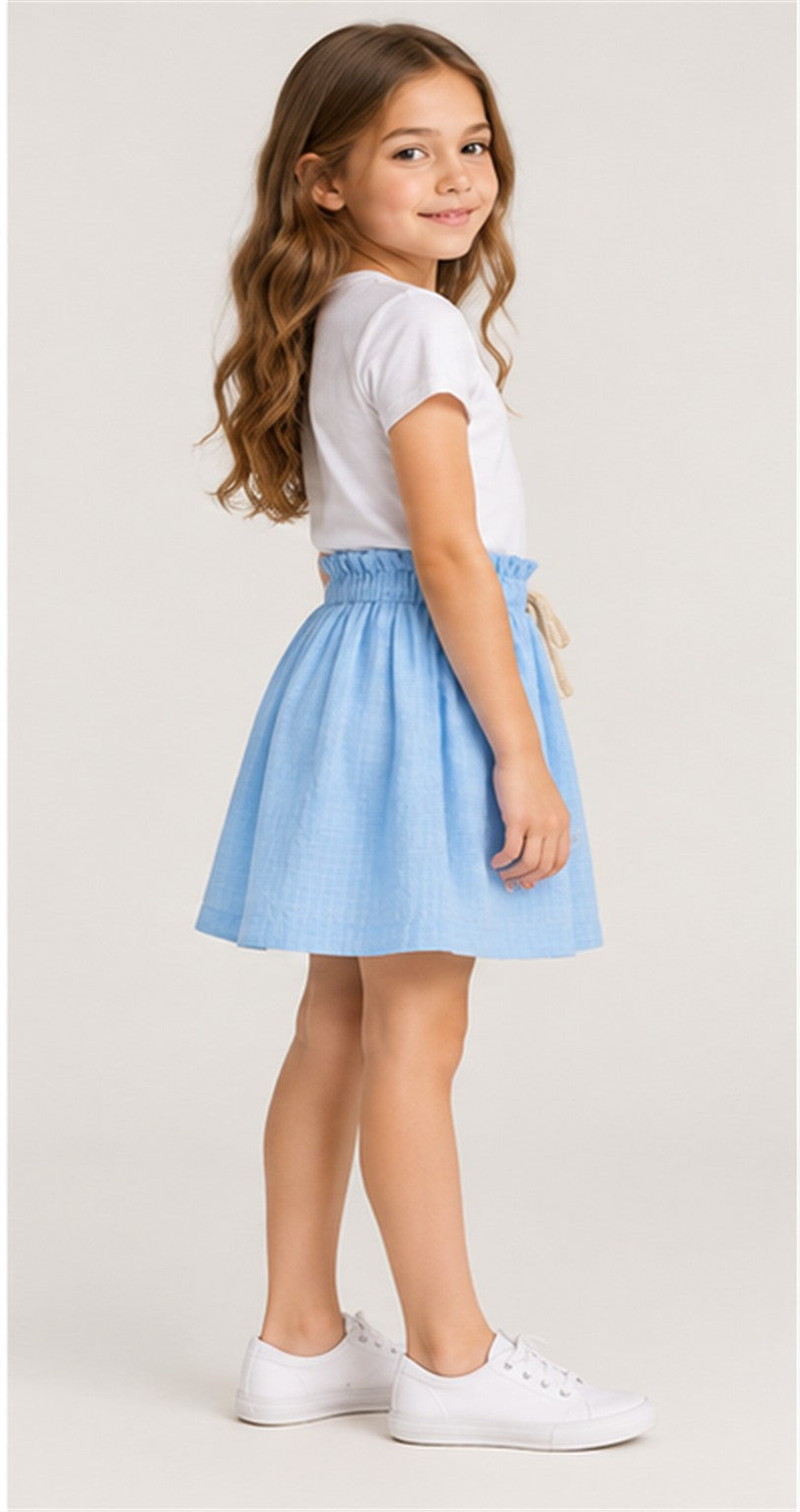 Gingersnaps girls blue ruffle skirt - right view