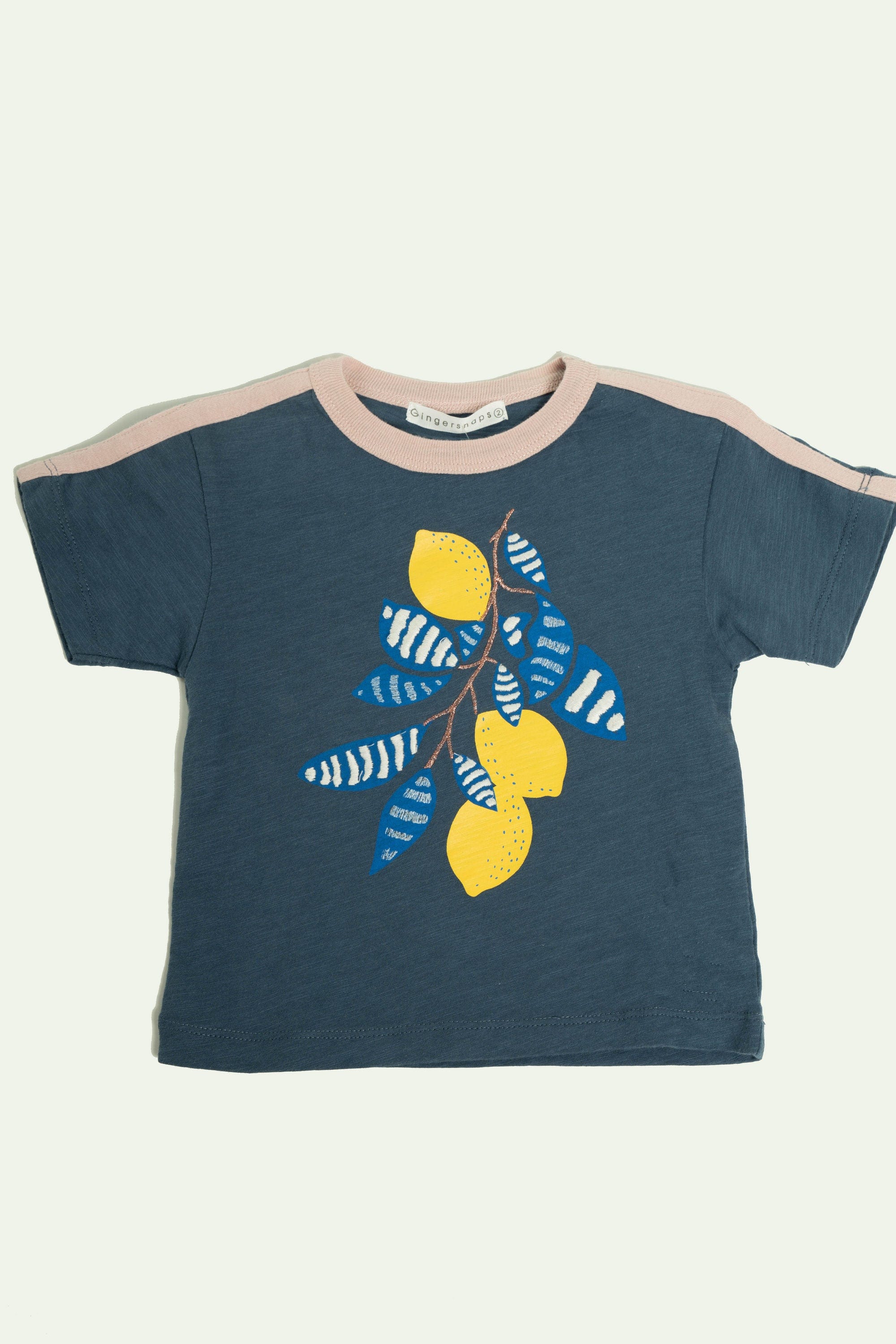 جينجرسنابس تيشيرت بناتي بطبعة ليمون أزرق داكن