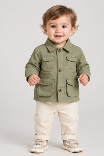 ibjk0080 front view, infant boys jacket on toddler model