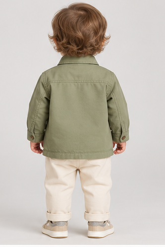 ibjk0080 back view, infant boys jacket on toddler model