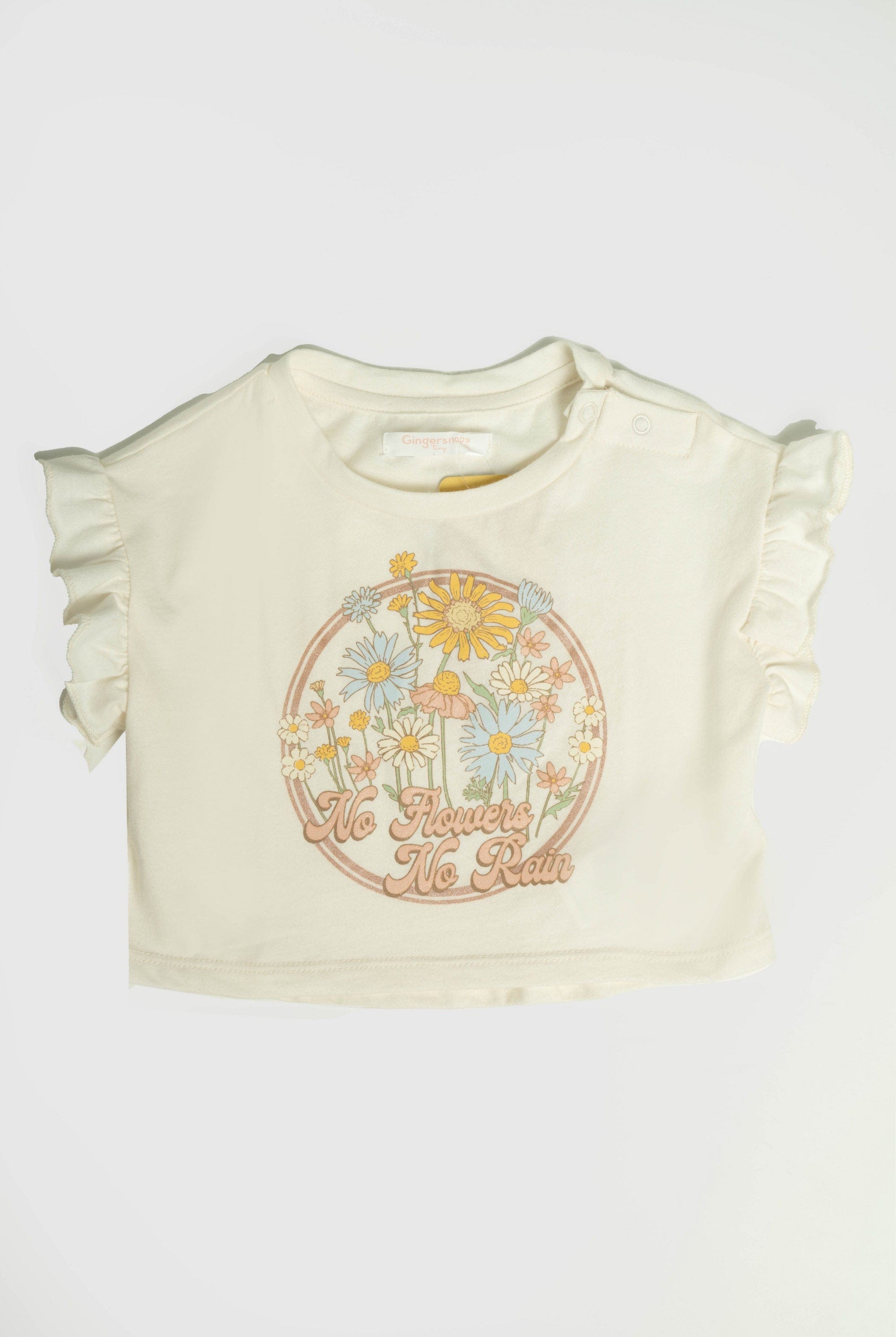 جينجرسنابس بلوزة بناتي رضع منقوشة بورد نص كم أوف وايت