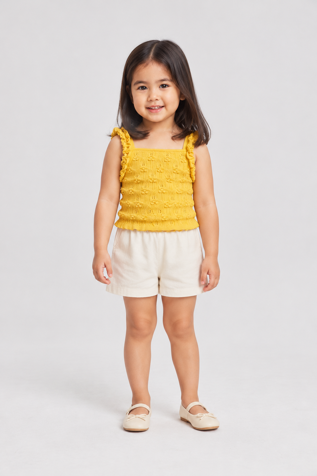 Gingersnaps baby girls yellow blouse, front view