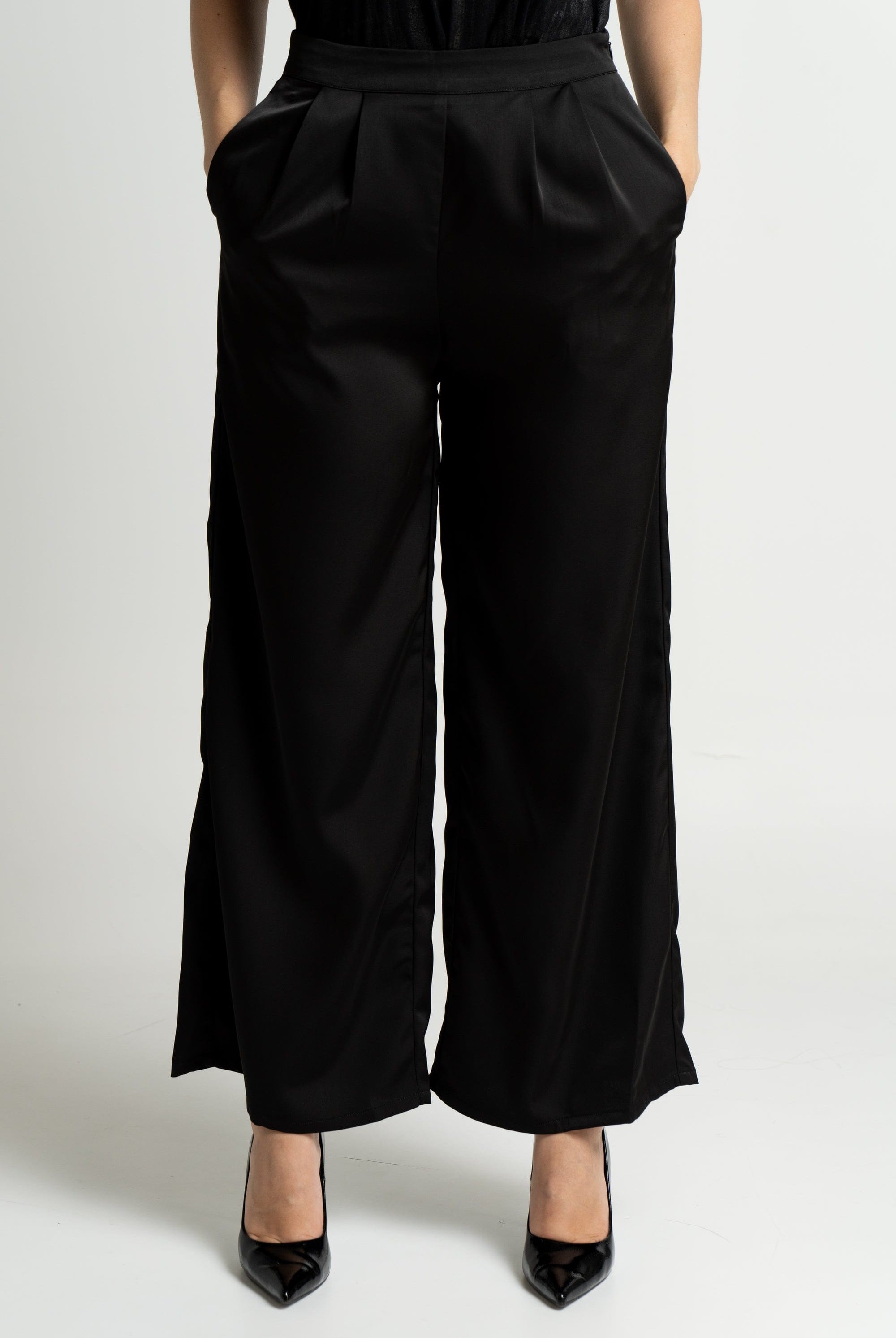 ميكا بنطلون طويل كلاسيك سادة واسع نسائي