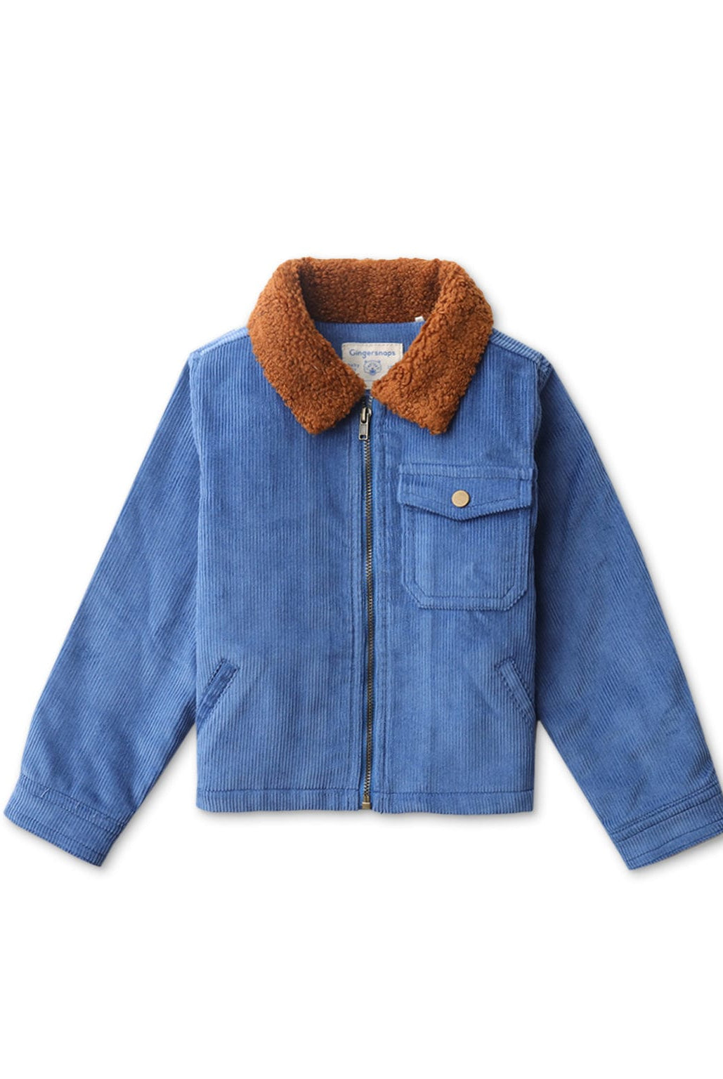 جينجرسنابس جاكيت أطفالي سادة بياقة فرو أزرق