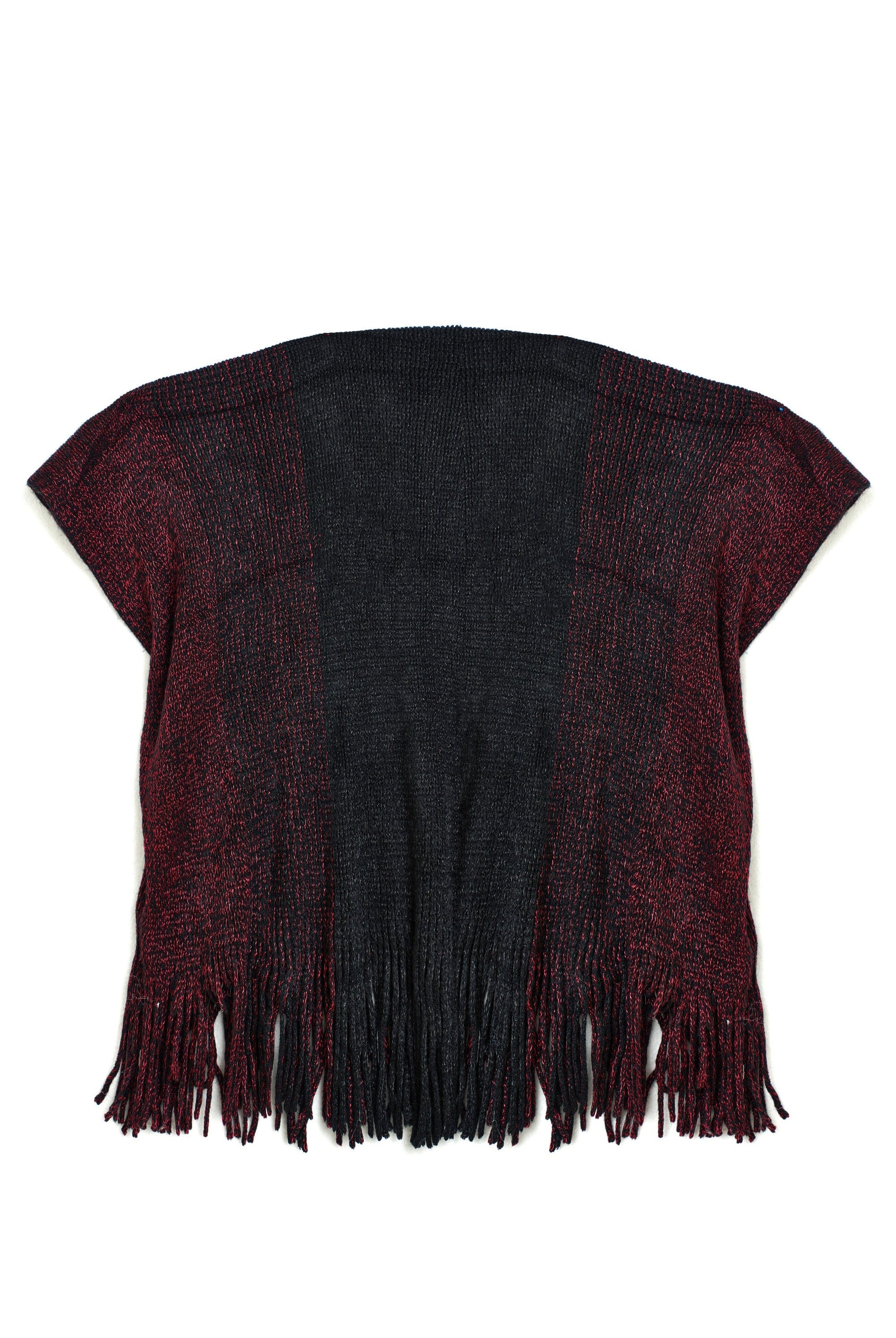 ميكا شال مزين بخيوط كاروهات واكمام قصيرة