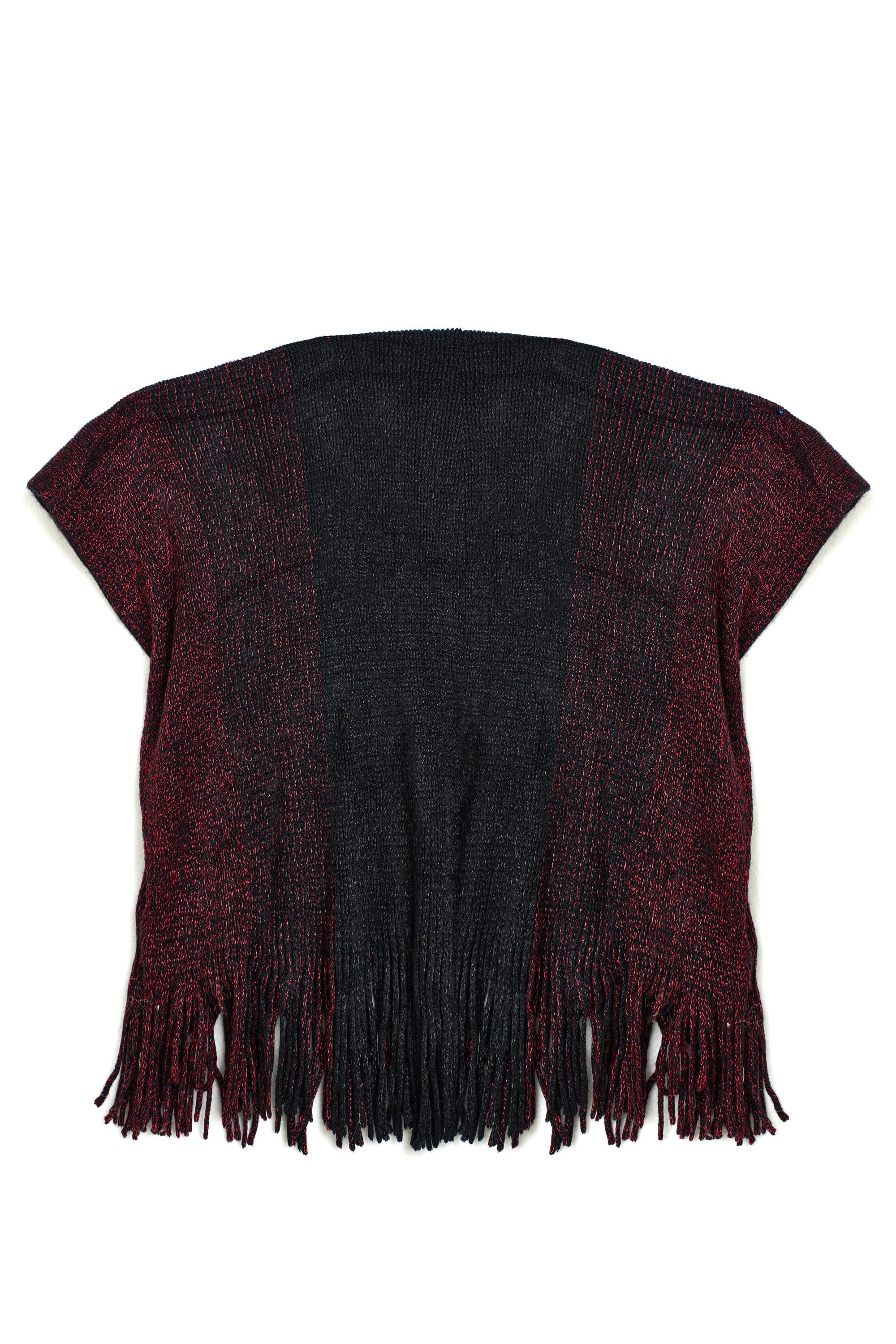 ميكا شال مزين بخيوط كاروهات واكمام قصيرة