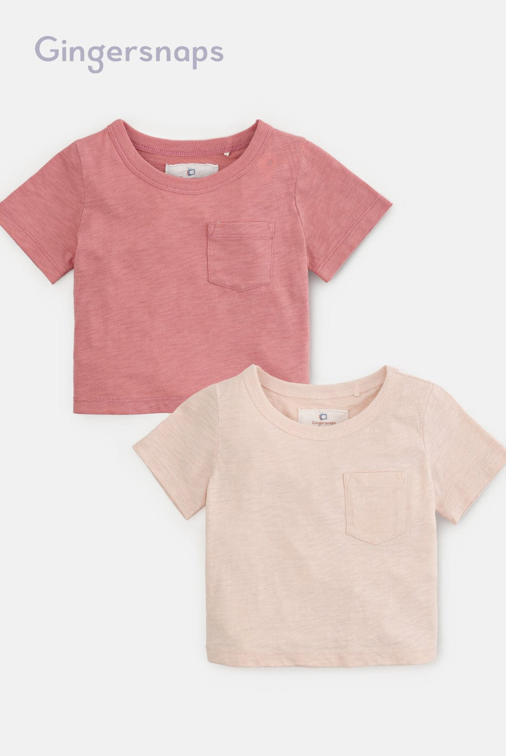 جينجرسنابس تيشيرت أولادي بجيب نص كم وردي