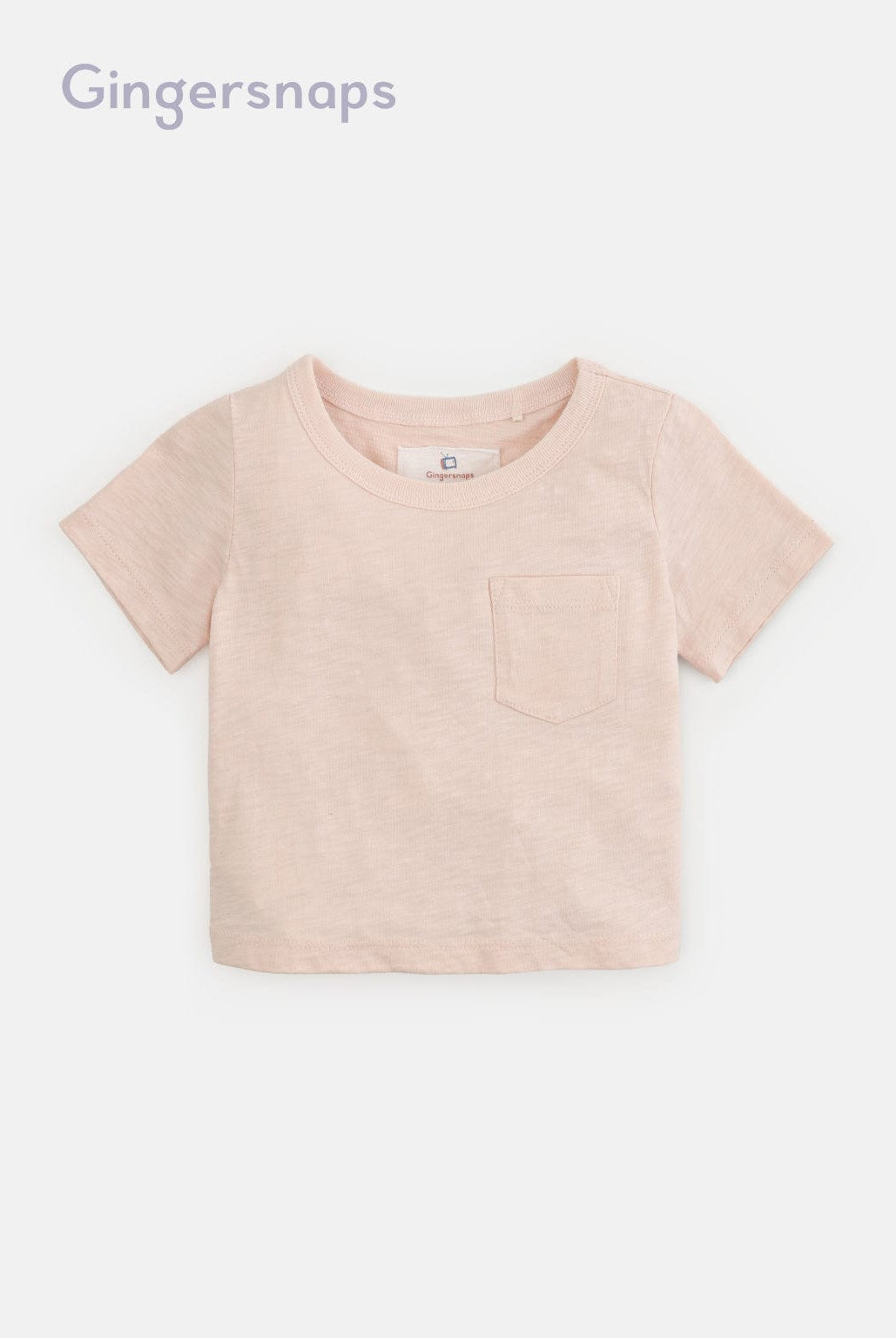 جينجرسنابس تيشيرت أولادي بجيب نص كم وردي