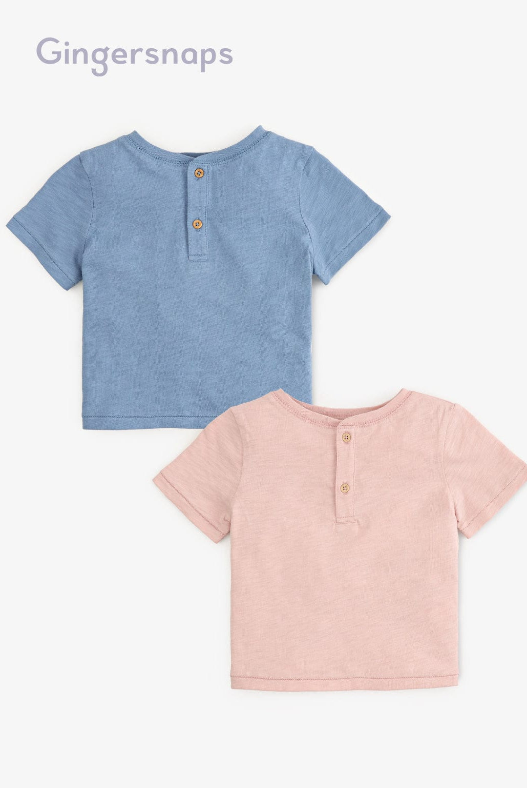 جينجرسنابس تيشيرت أولادي مطرز من الصدر نص كم ازرق/زهري