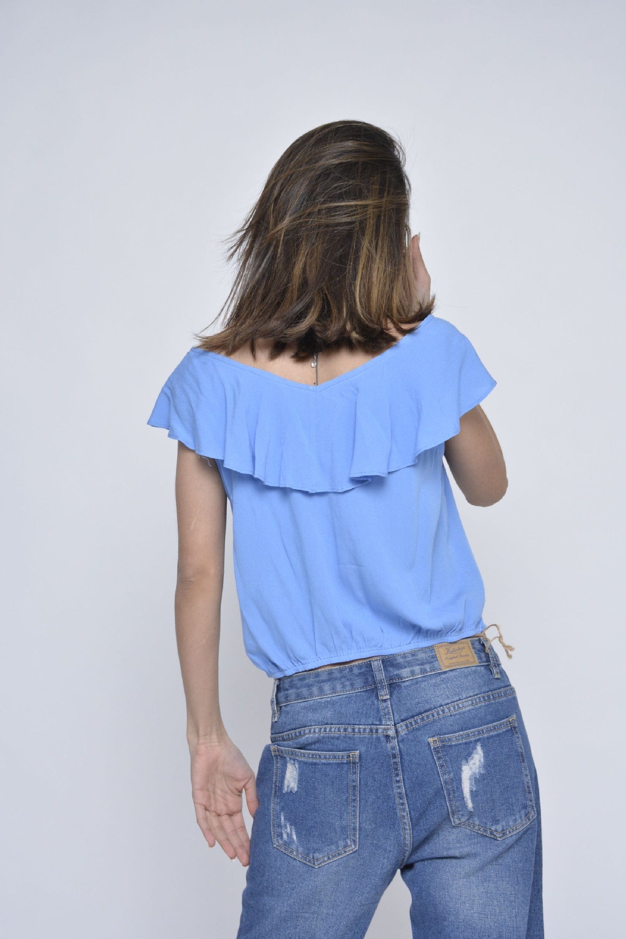 كيتشن بلوزة قطنية مكشكشة من الصدر نسائي