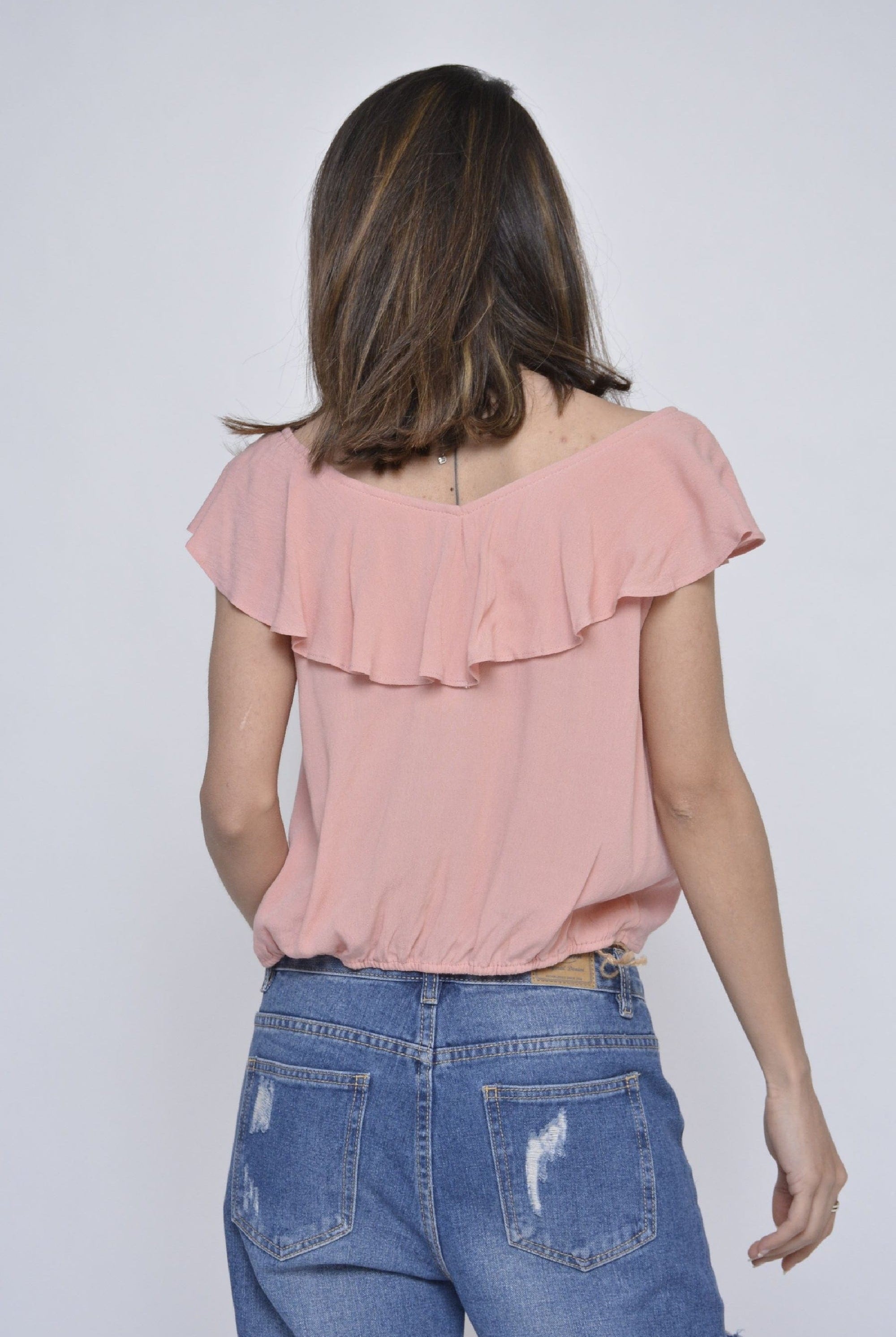 كيتشن بلوزة قطنية مكشكشة من الصدر نسائي