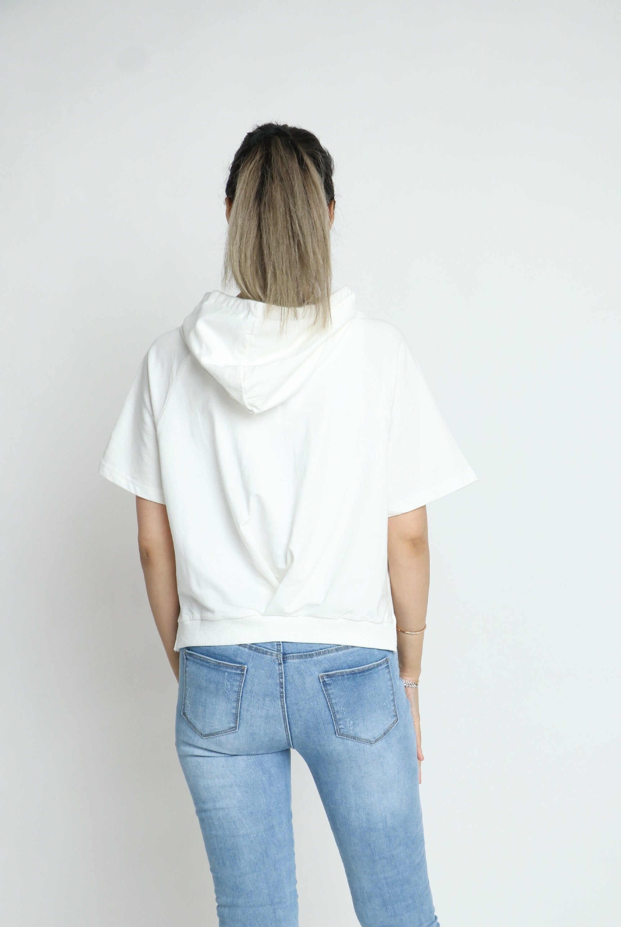 كيتشن بلوزة سادة نص كم بقعبة نسائي