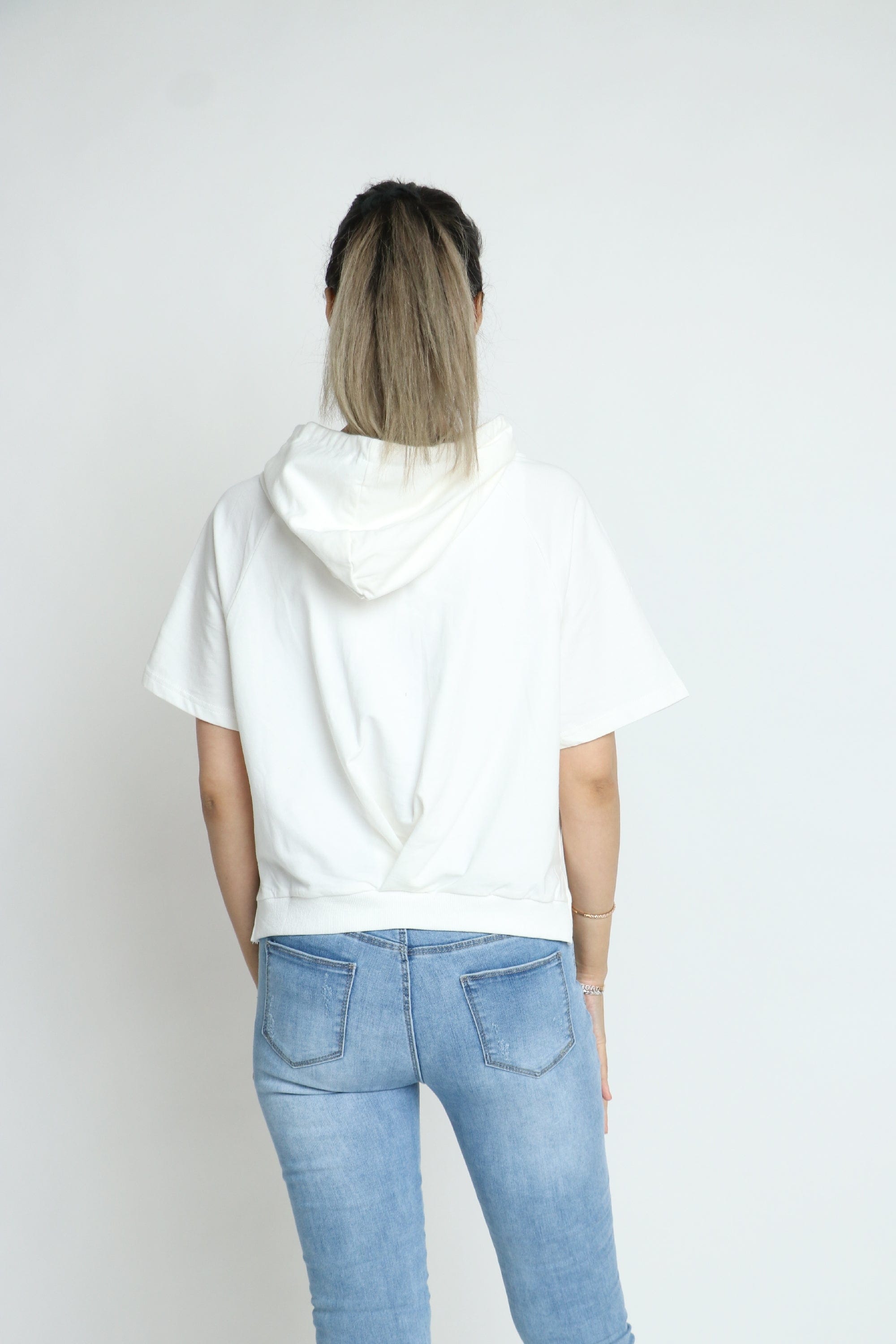 كيتشن بلوزة سادة نص كم بقعبة نسائي