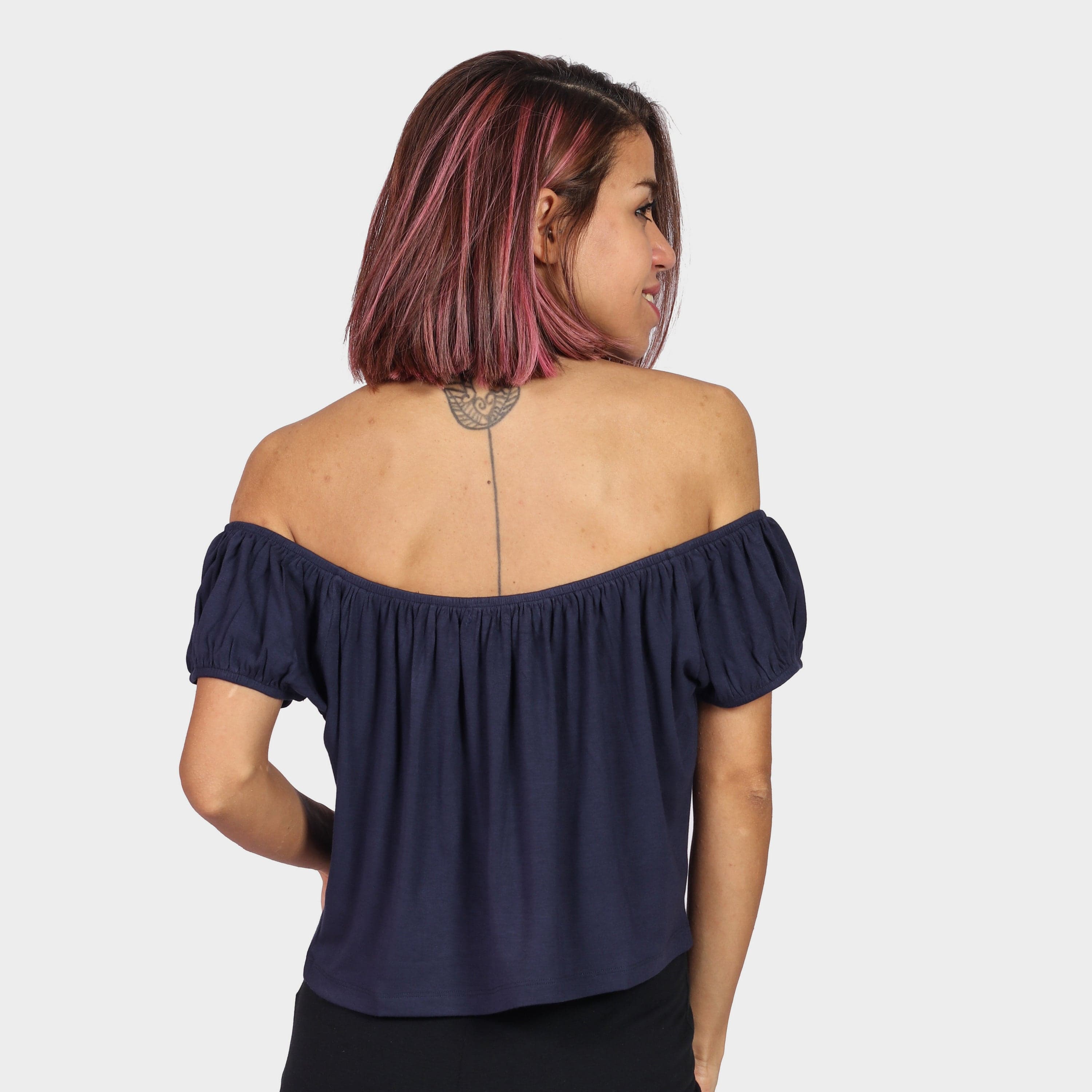 كيتشن بلوزة بأكمام قصيرة اوف شولدر سادة