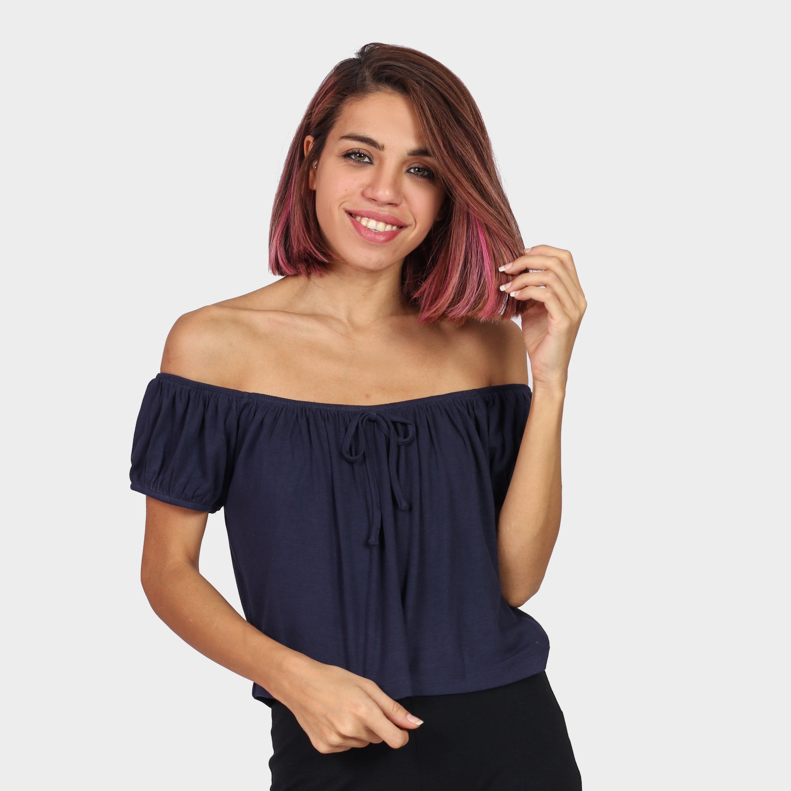 كيتشن بلوزة بأكمام قصيرة اوف شولدر سادة