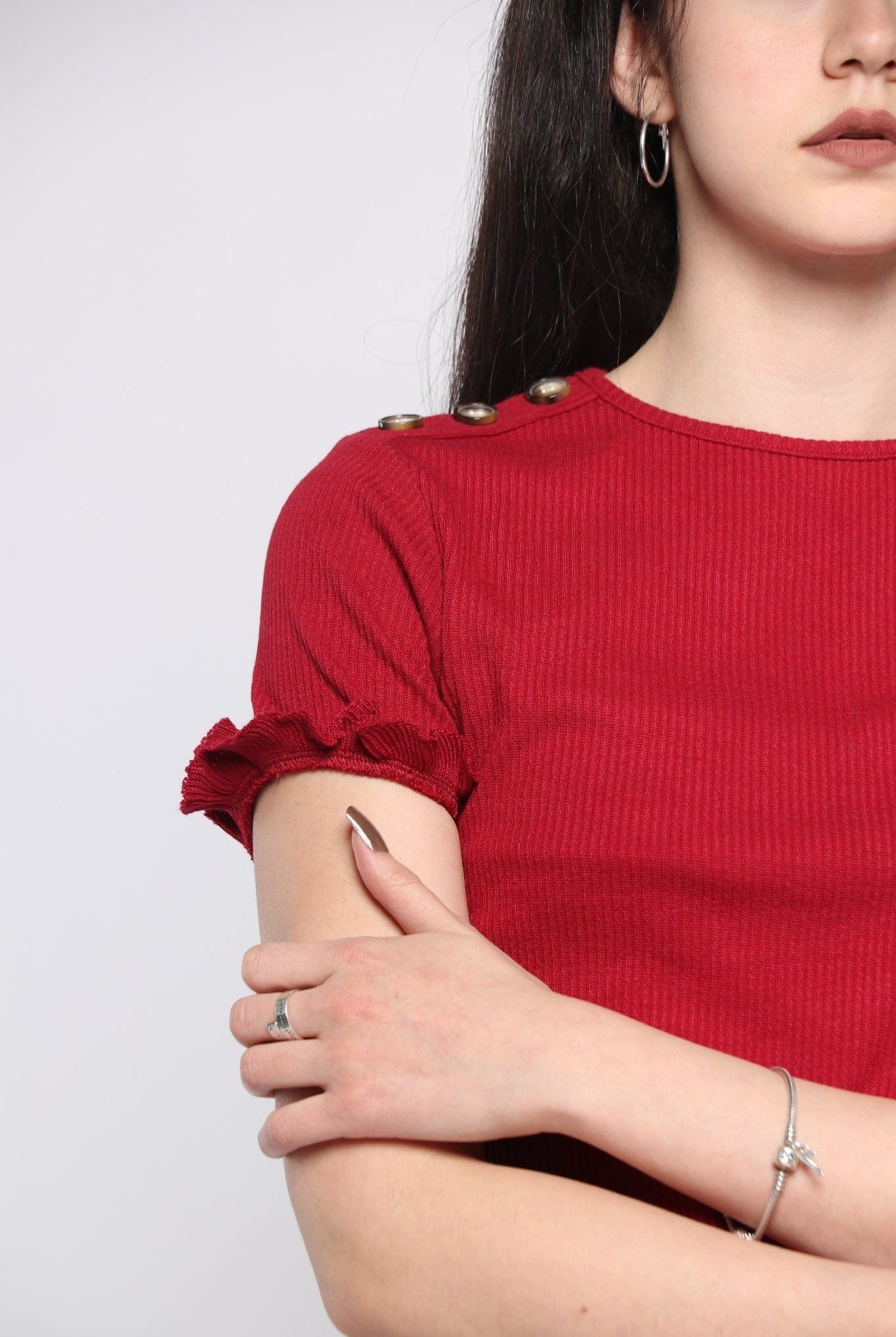 كيتشن بلوزة بأكمام قصيرة وكرانيش