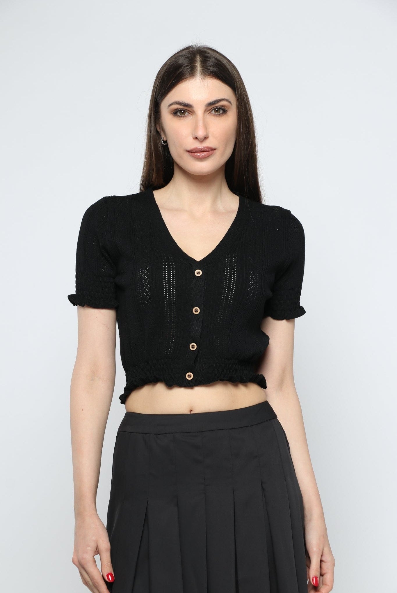 كيتشن بلوزة بأزرار أمامية واكمام قصيره