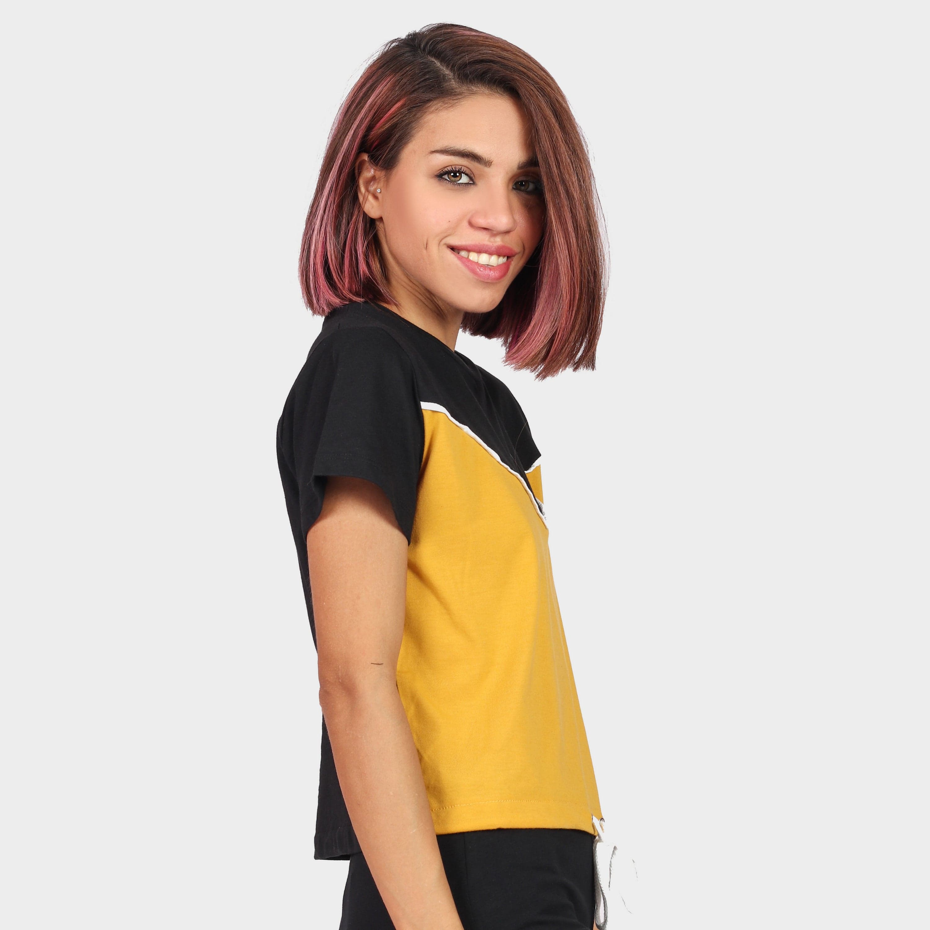 كيتشن بلوزة قطن لونين نص كم قصيرة نسائي