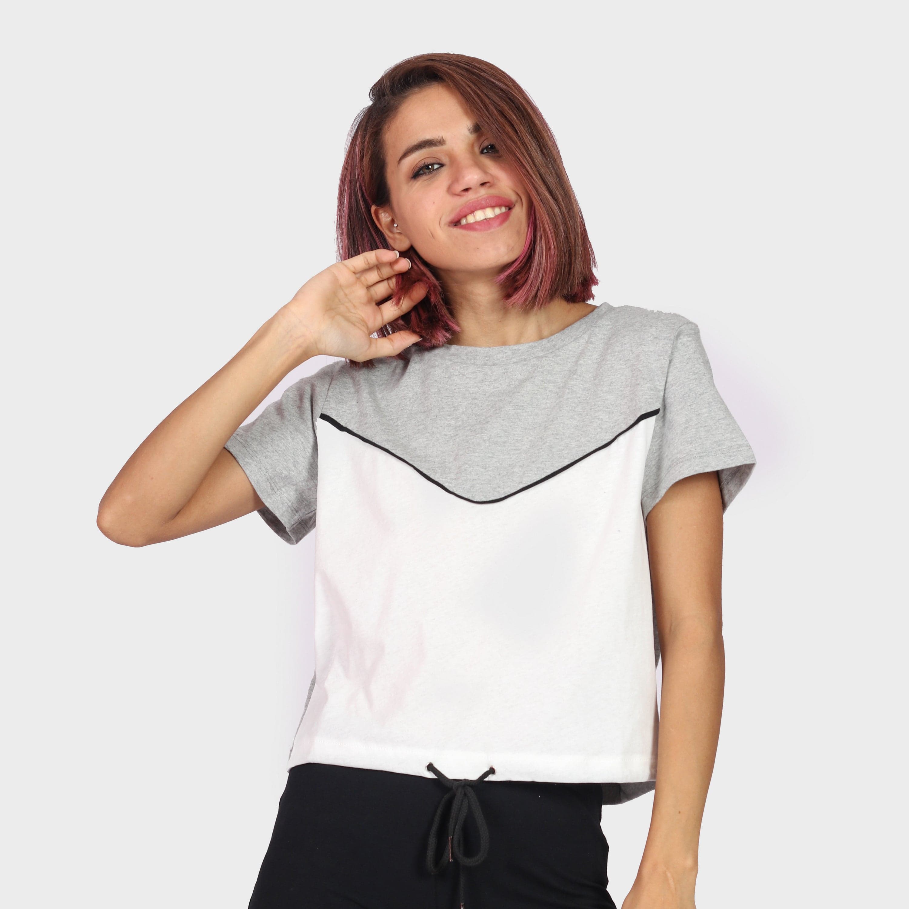 كيتشن بلوزة قطن لونين نص كم قصيرة نسائي