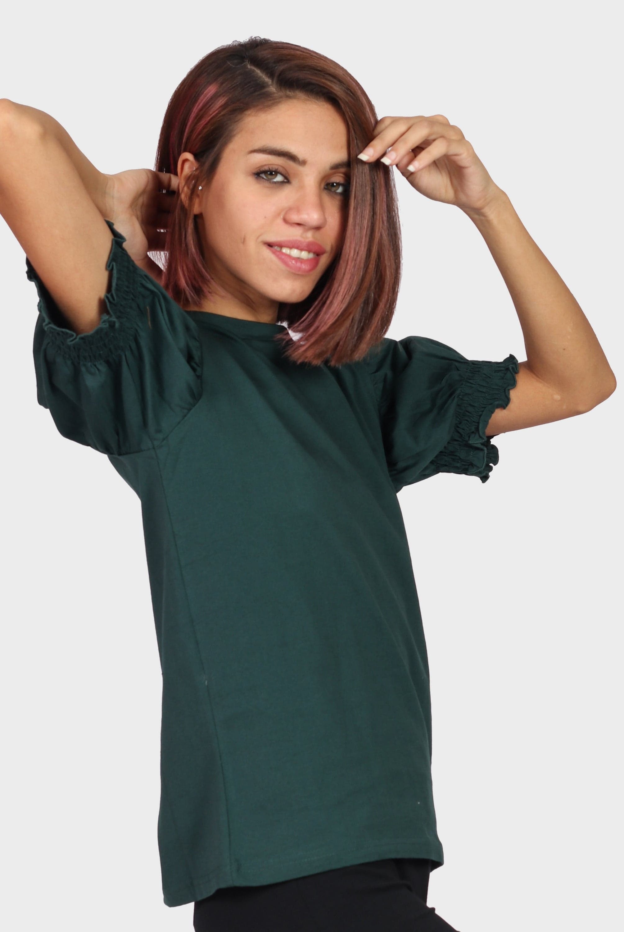 كيتشن بلوزة سادة نص كم بف نسائي