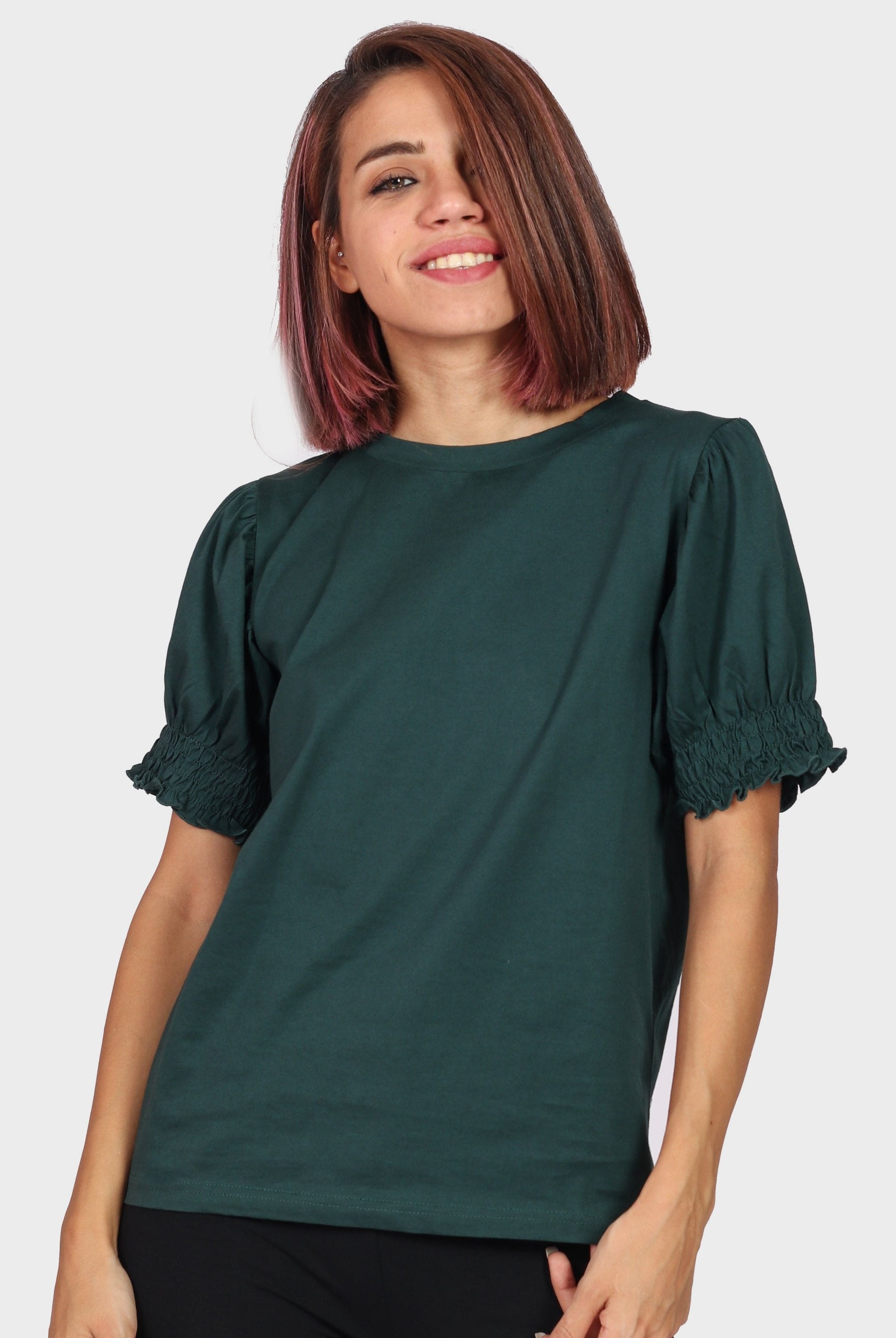 كيتشن بلوزة سادة نص كم بف نسائي