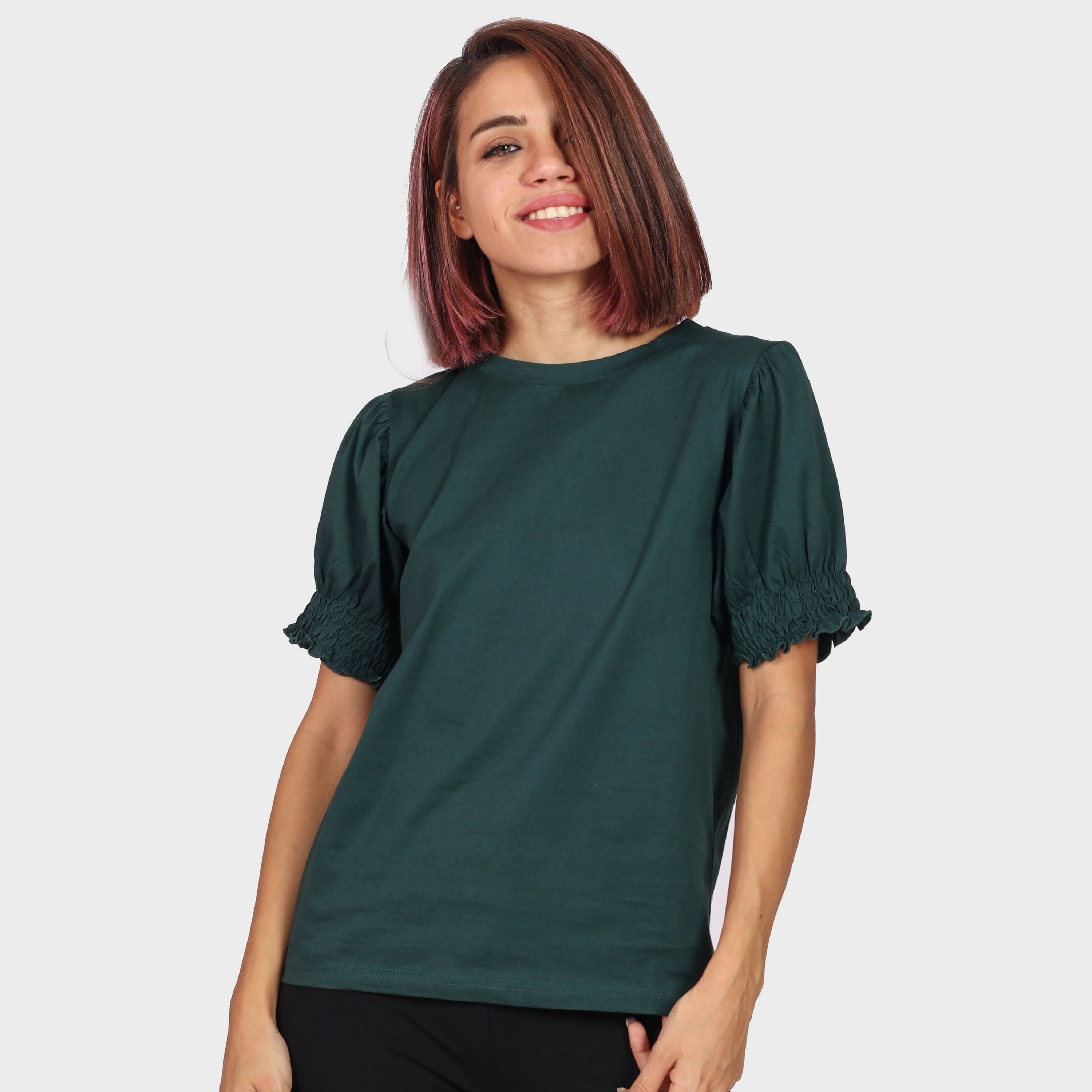 كيتشن بلوزة سادة نص كم بف نسائي