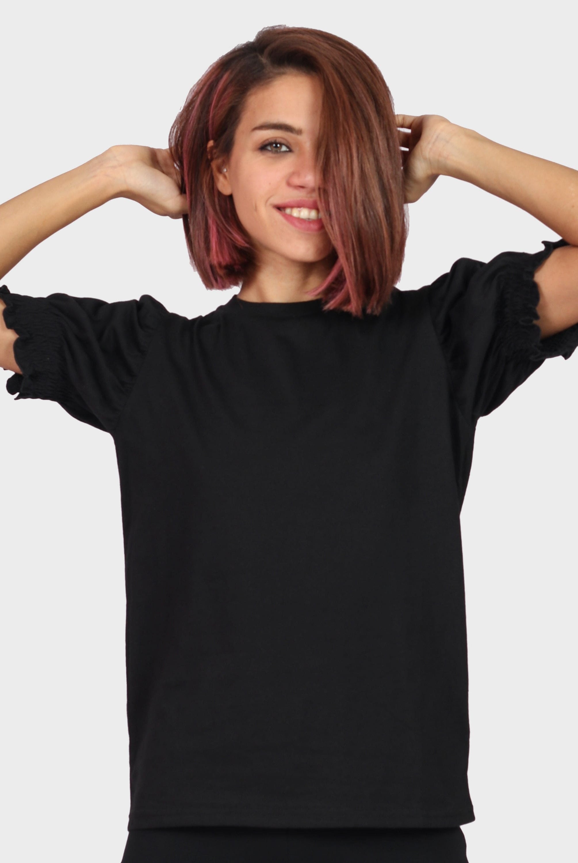 كيتشن بلوزة سادة نص كم بف نسائي