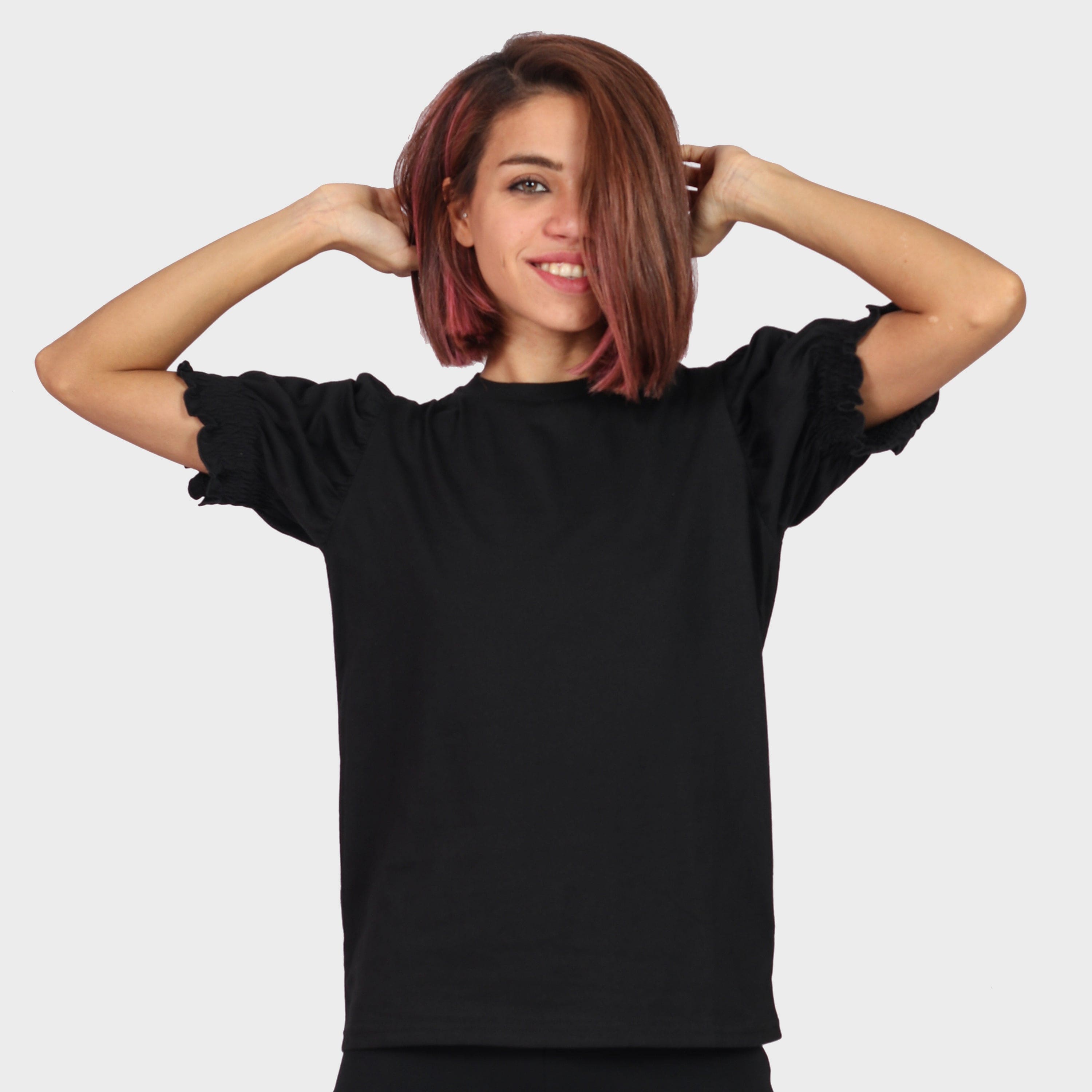 كيتشن بلوزة سادة نص كم بف نسائي