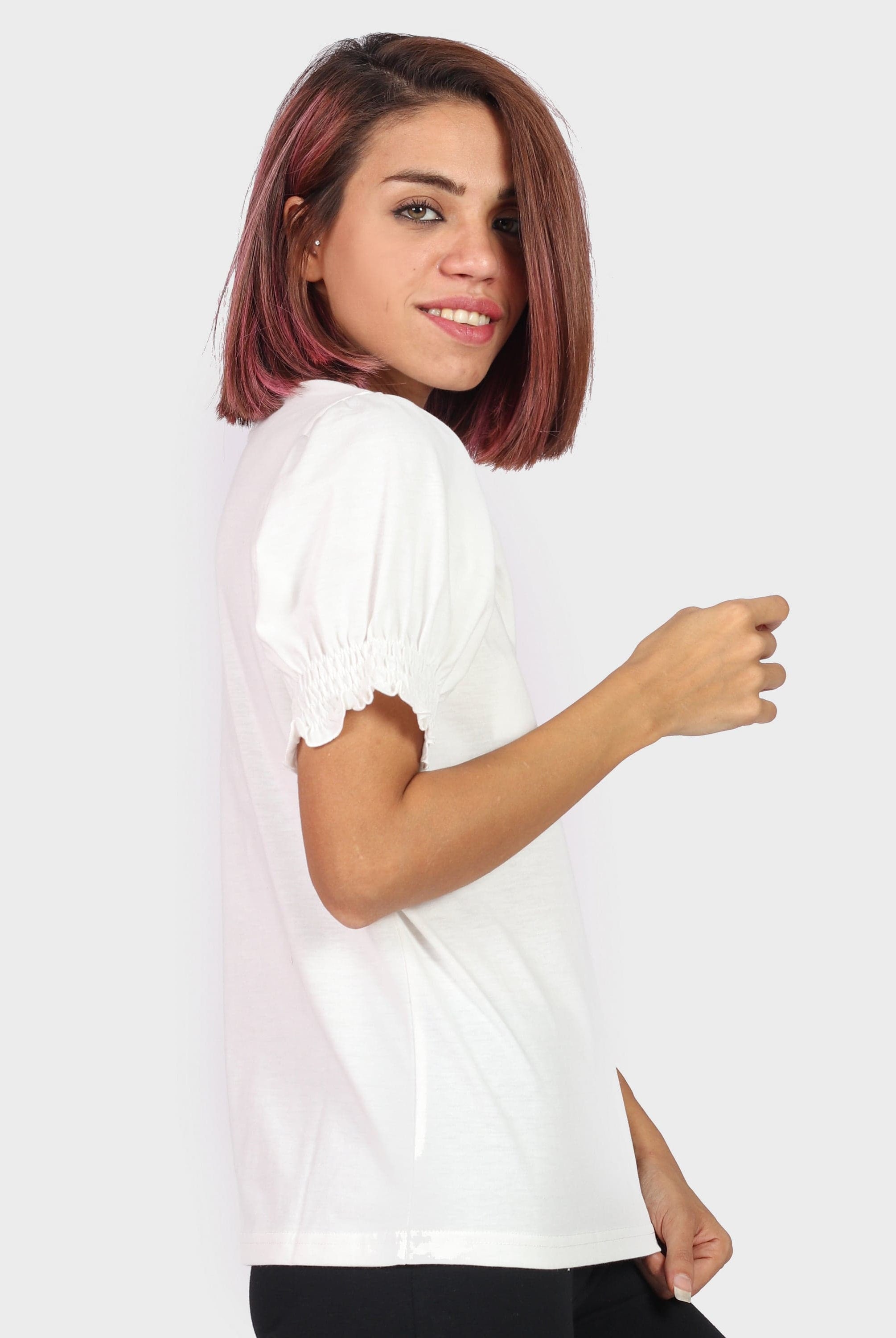 كيتشن بلوزة سادة نص كم بف نسائي