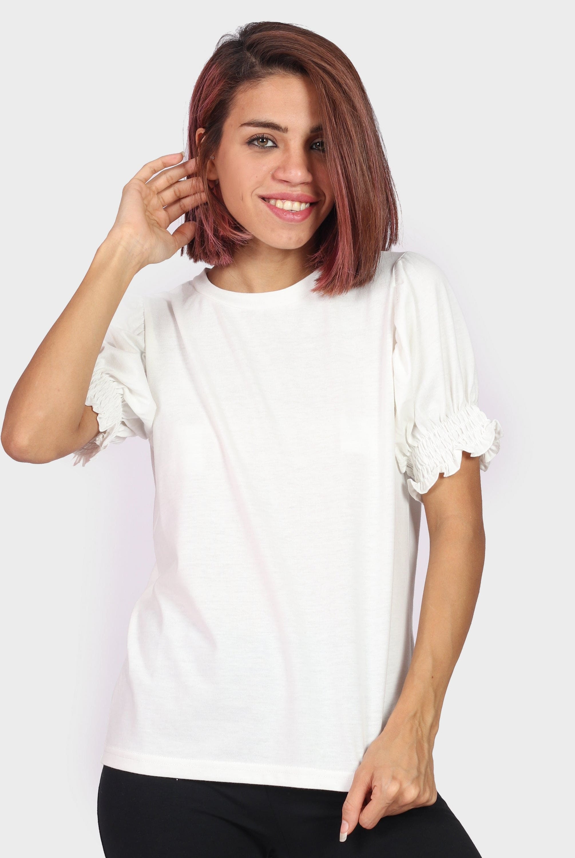 كيتشن بلوزة سادة نص كم بف نسائي