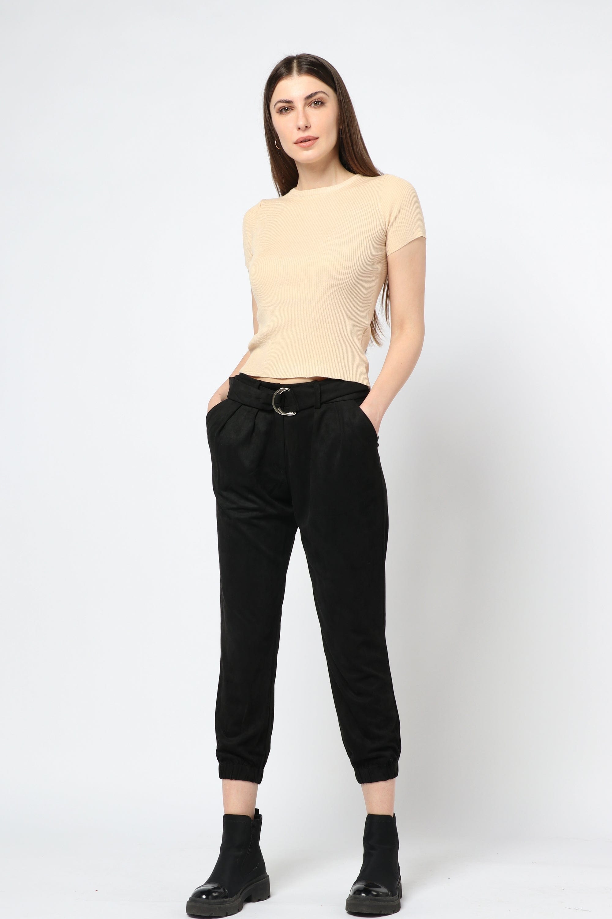 كيتشن بلوزة نايلون كم قصير ورقبة دائرية نسائي