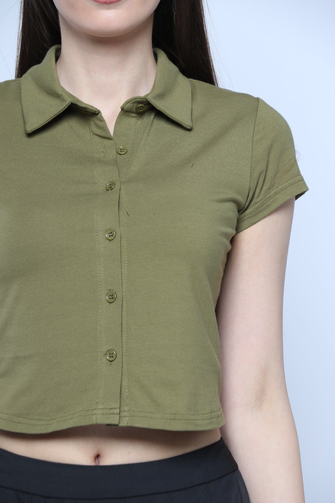 كيتشن بلوزة بأكمام قصيرة بأزرار أمامية