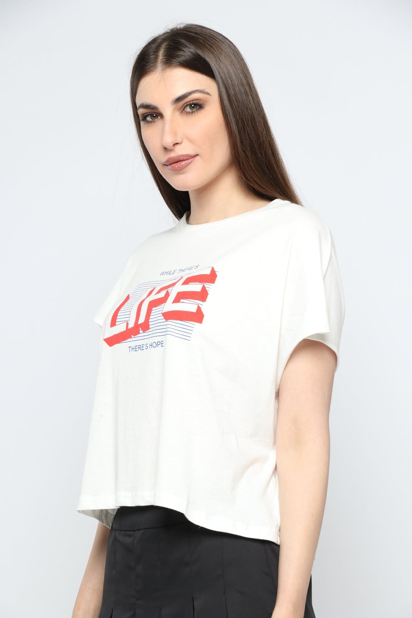 كيتشن بلوزة نص بطن قصيرة كم قصير نسائي أبيض