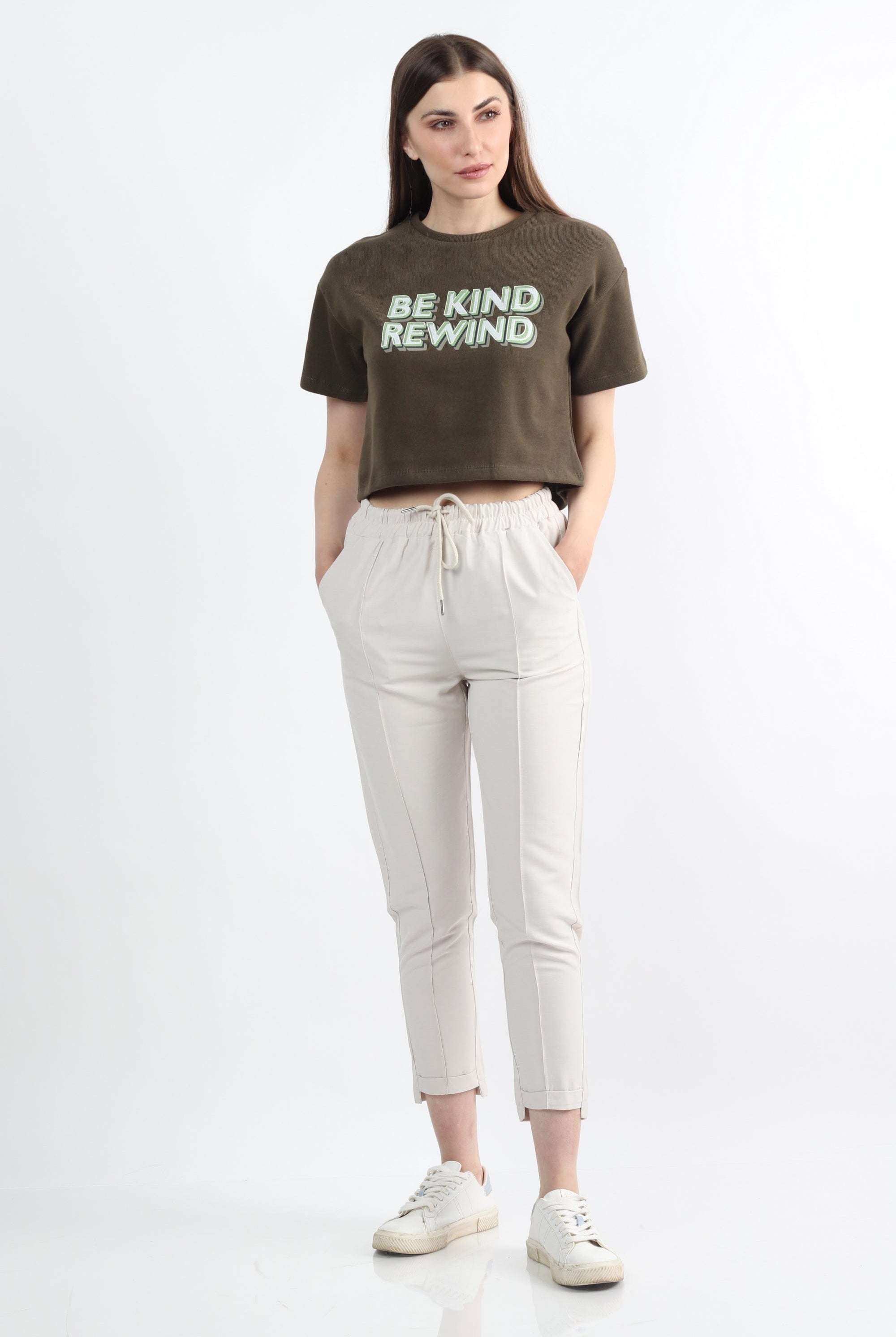 كيتشن بلوزة بطبعة نص بطن نسائي