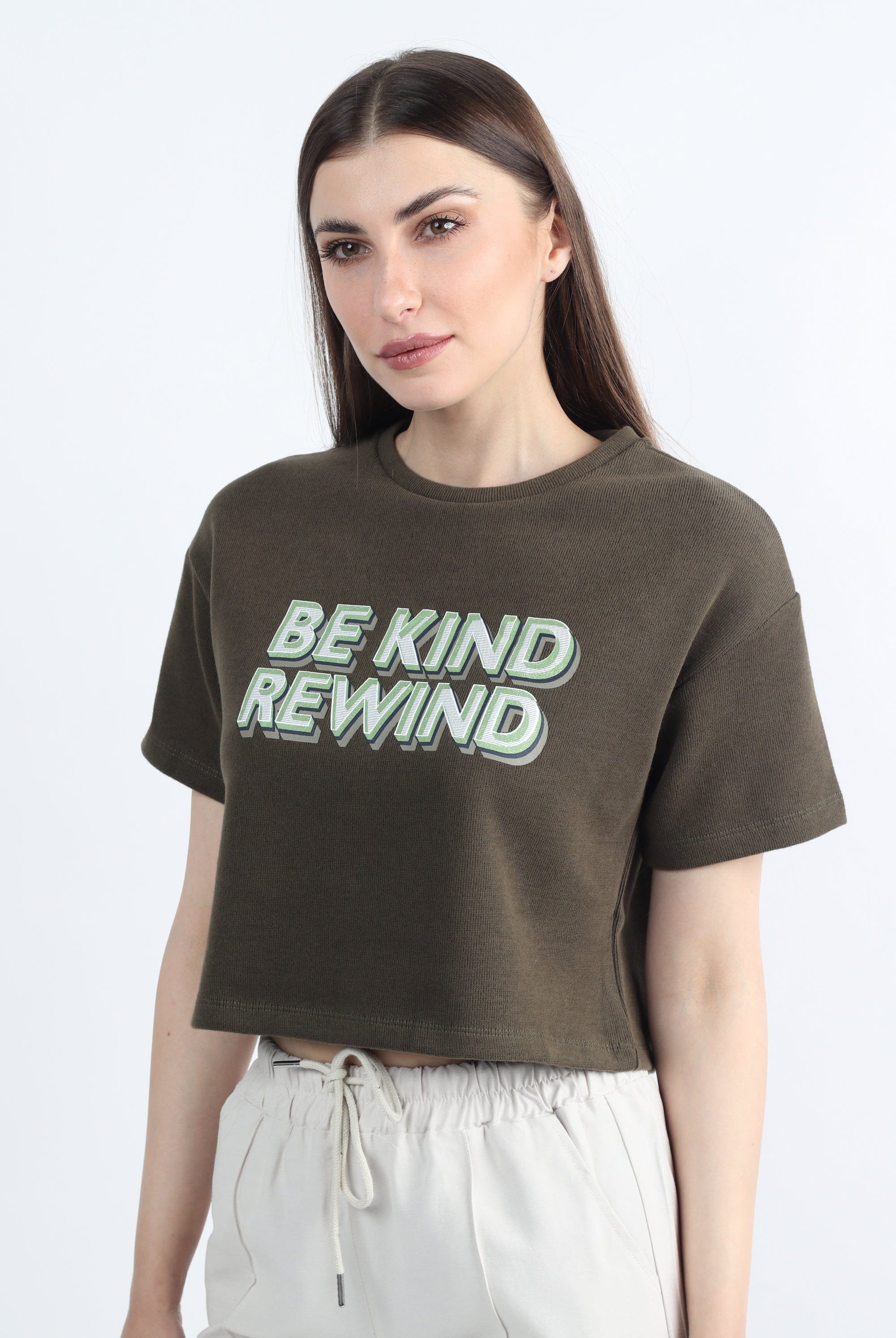 كيتشن بلوزة بطبعة نص بطن نسائي