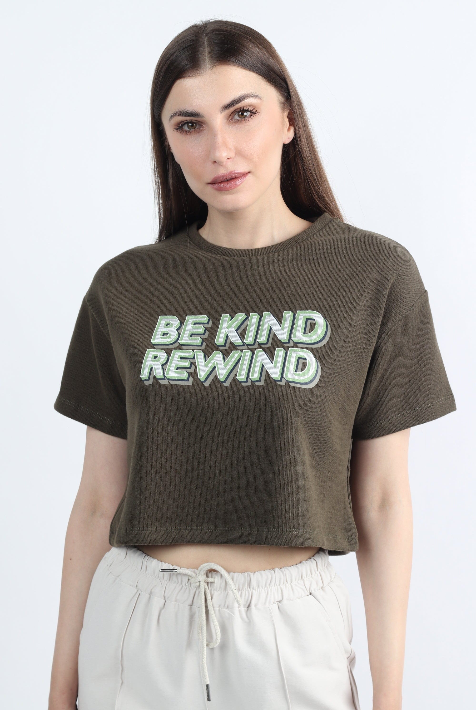 كيتشن بلوزة بطبعة نص بطن نسائي